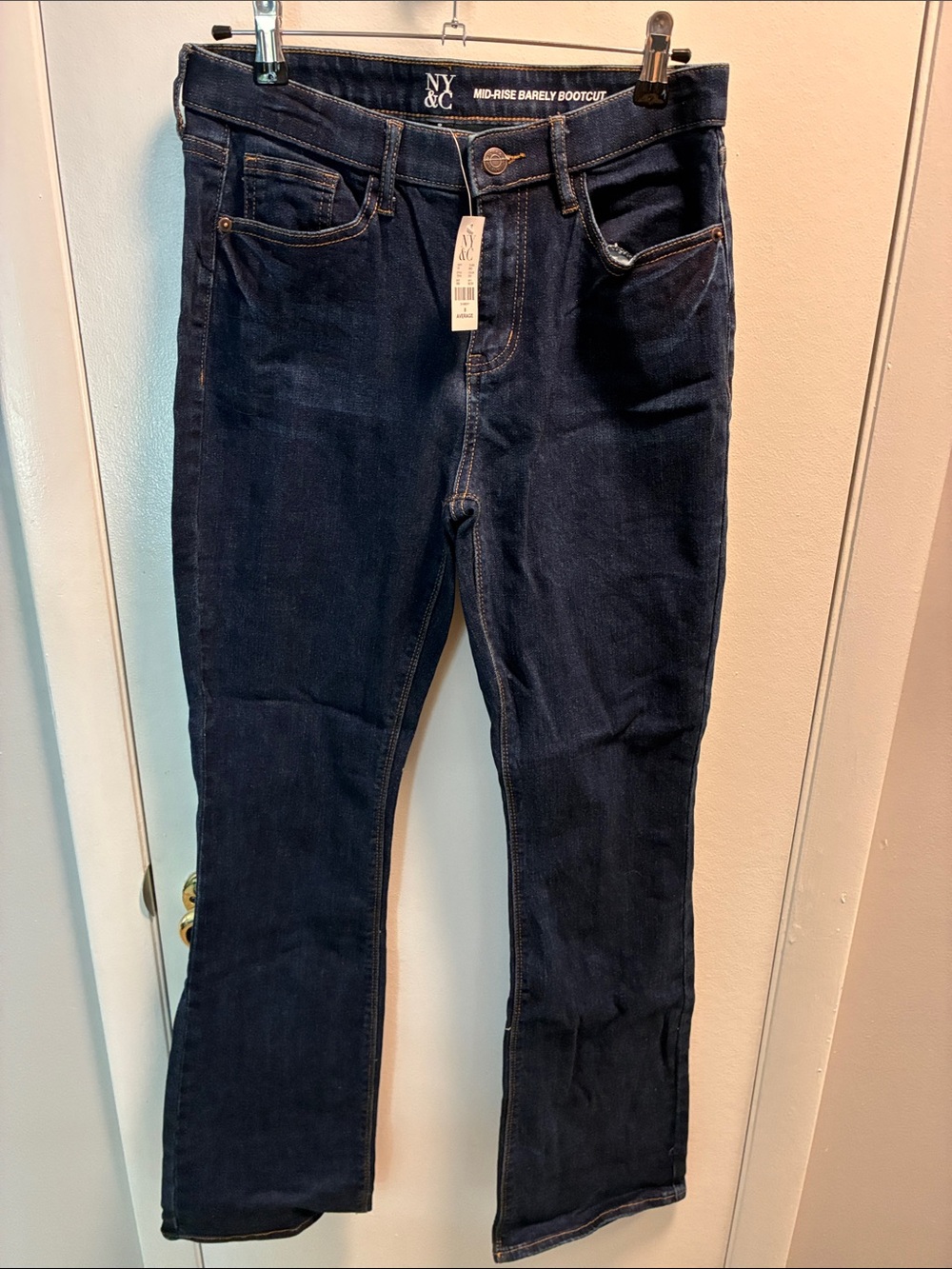 New York & Company Dark Blue High-Rise Barely Bootcut Jeans